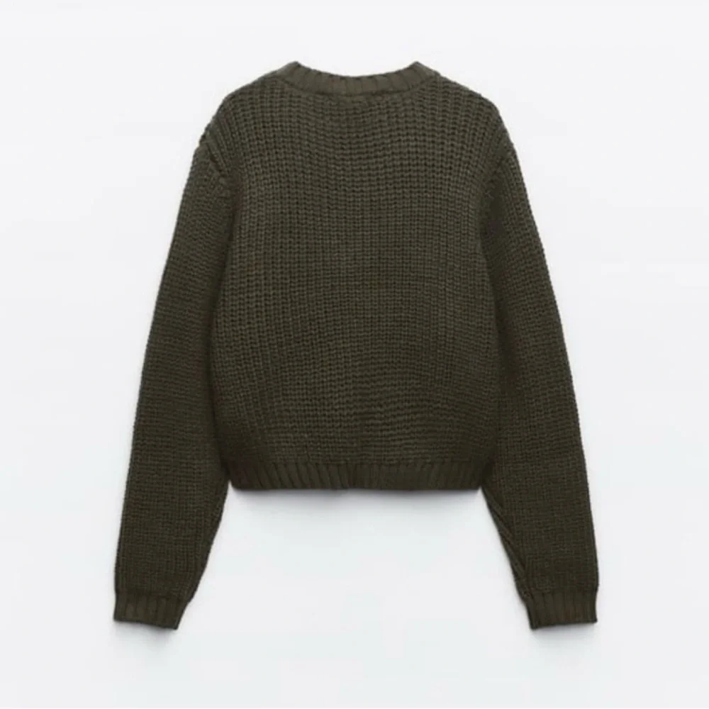 NWT Zara Green Knit Cardigan Cropped Style Zara combination nit cardigan with p - Picture 5 of 16